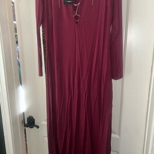 Fashion Nova Deep Red Long Sleeve Dress